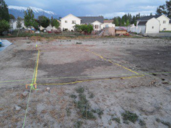 Laying out the greenhouse footings