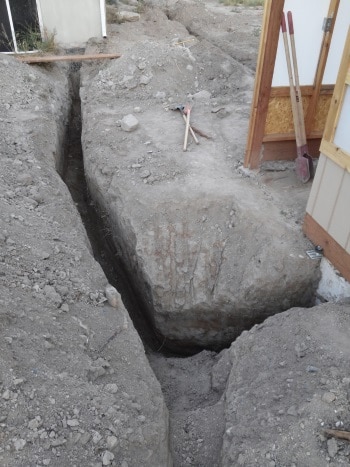 gas and water trench to greenhouse