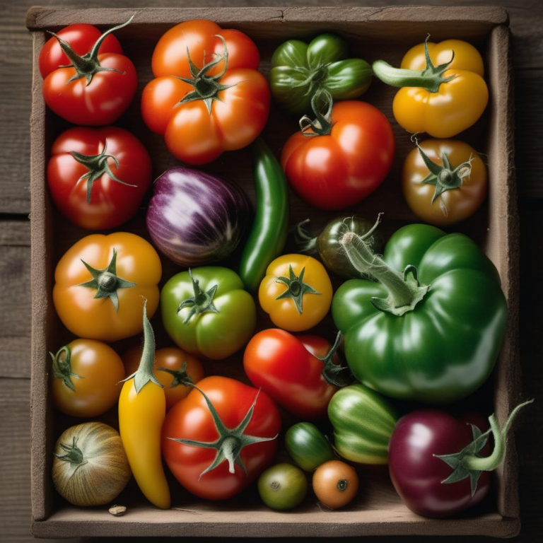 Crate of heirloom vegetables