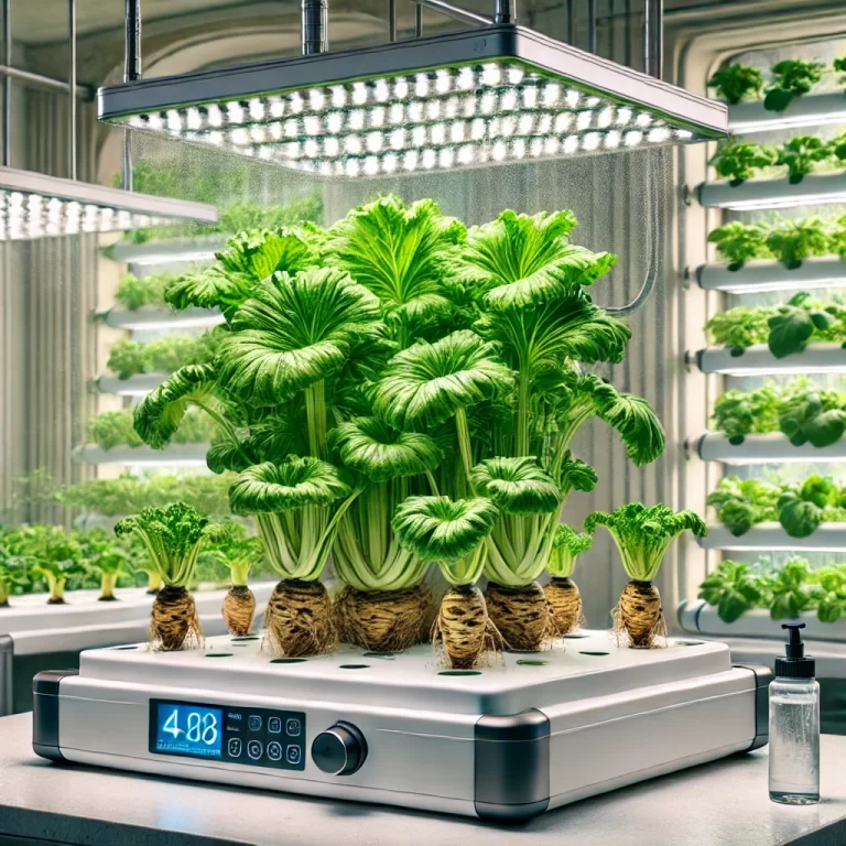 wasabi plants in an indoor hydroponic setup