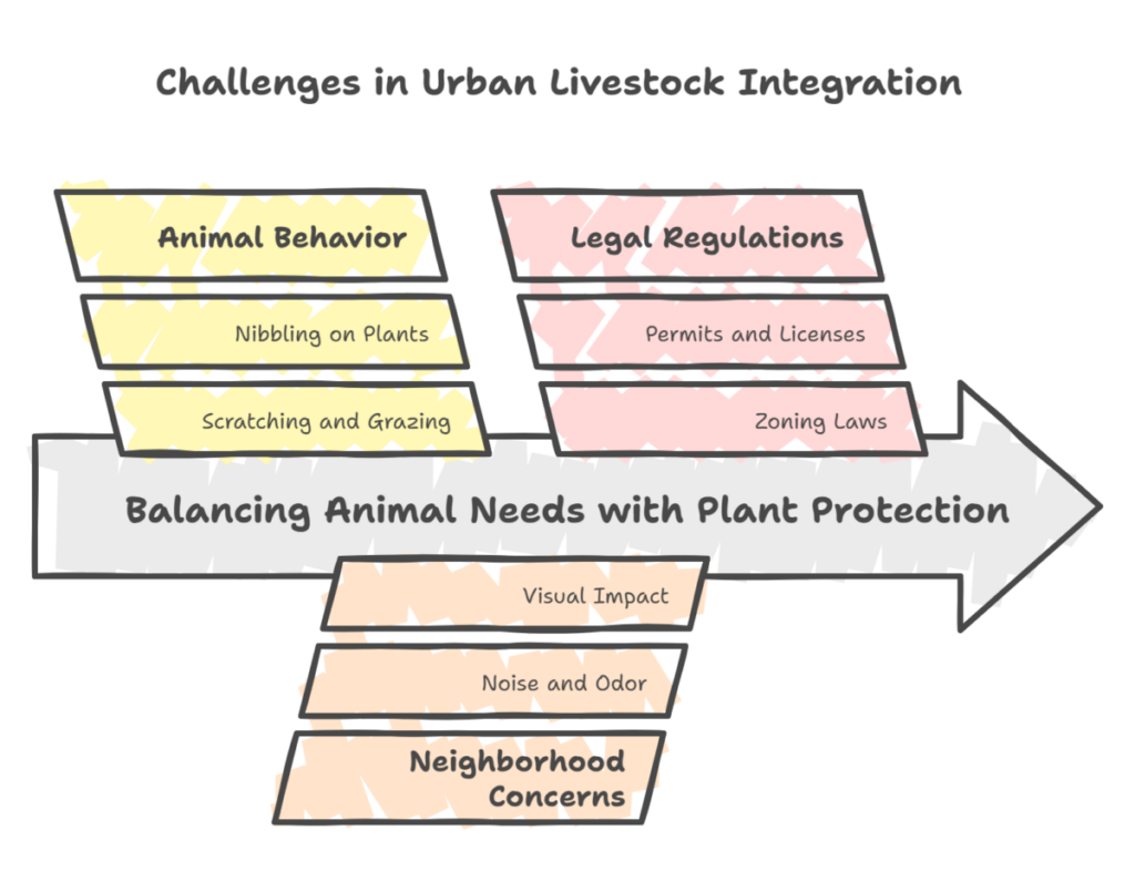 An illustration showing some of the challenges in urban livestock integration