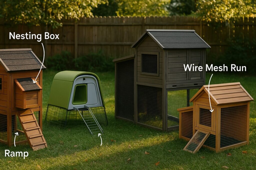 Various compact coop styles and features