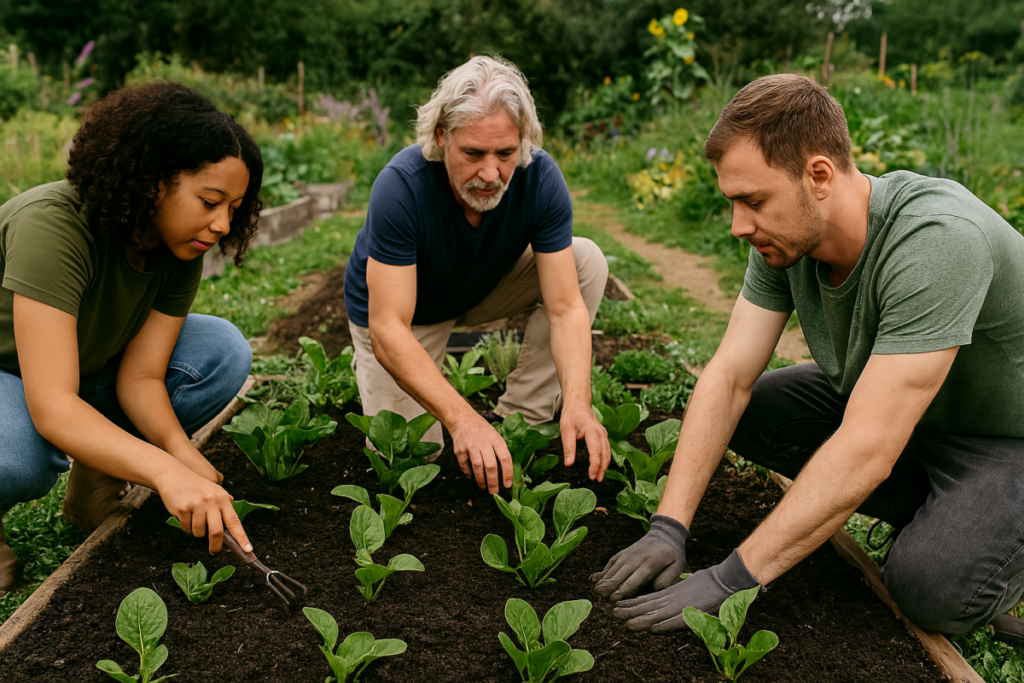 People gardening together as a community
